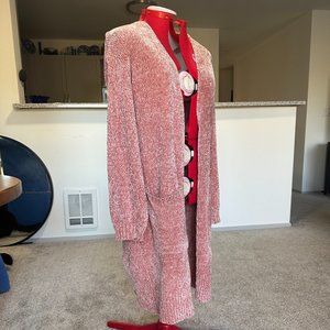 RO&DE by Anthropologie Dusty Rose Long Chenille Cardigan Sweater w/Pockets